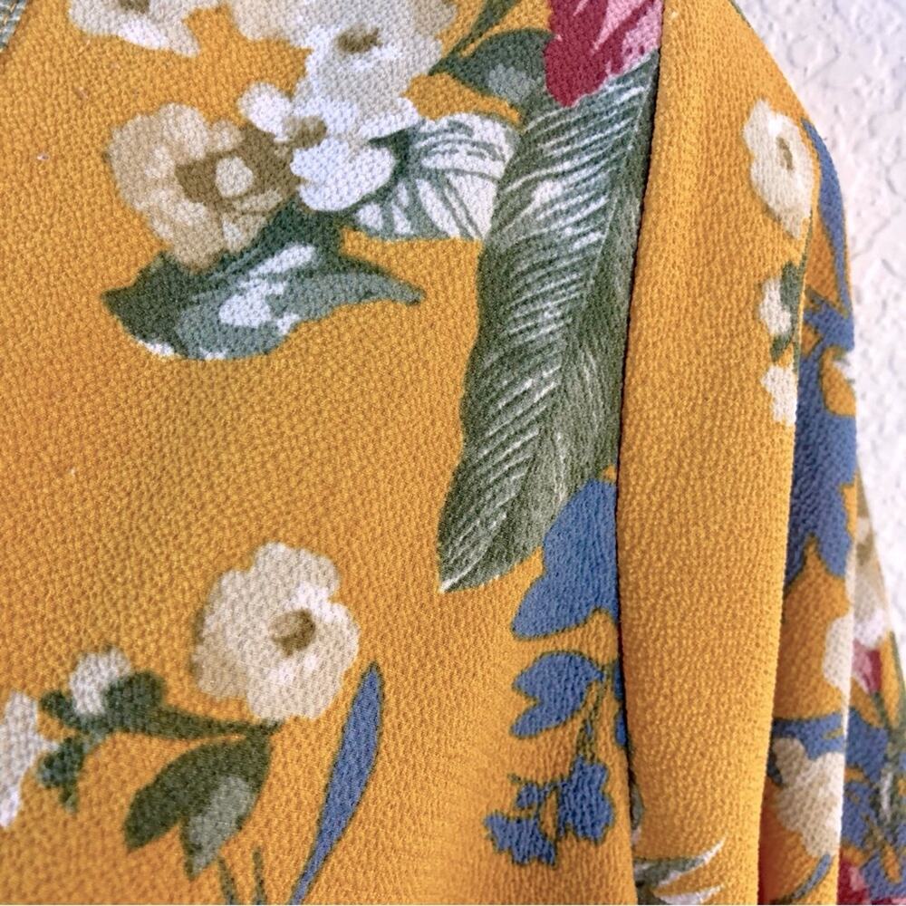 Blue Rain Mustard Floral V Neck Top - Picture 6 of 16